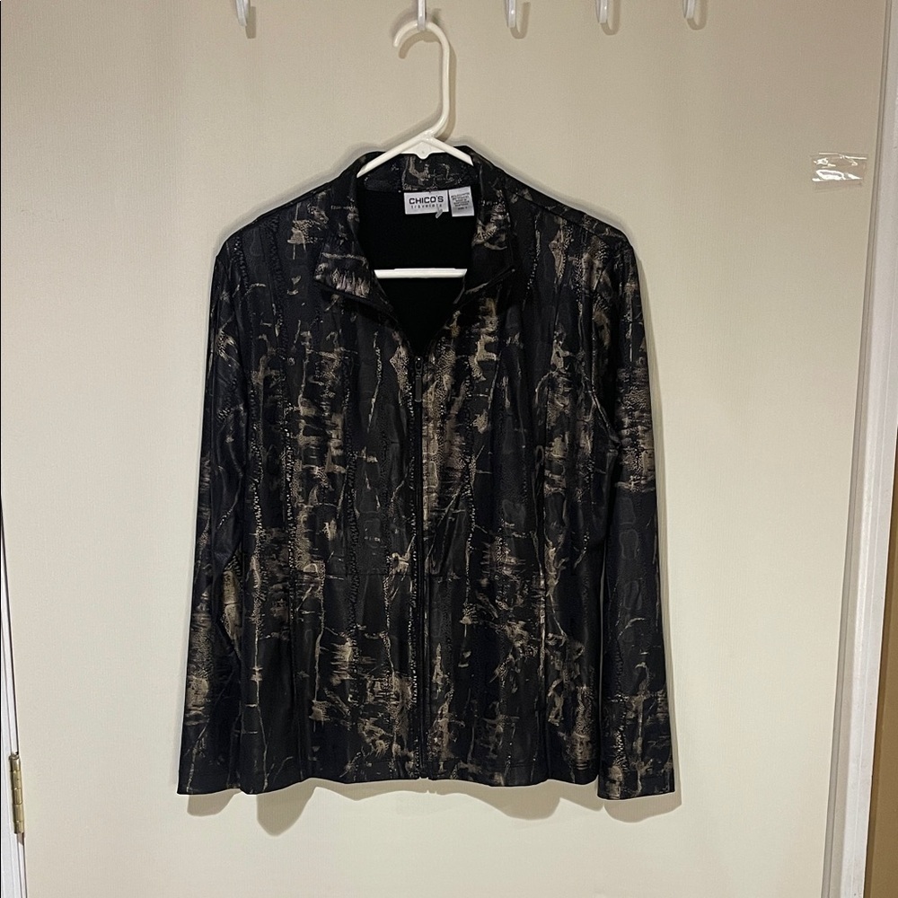NWOT Chico’s Deliahs Travelers Collection Urban Snake Print Jacket SZ Medium (1)